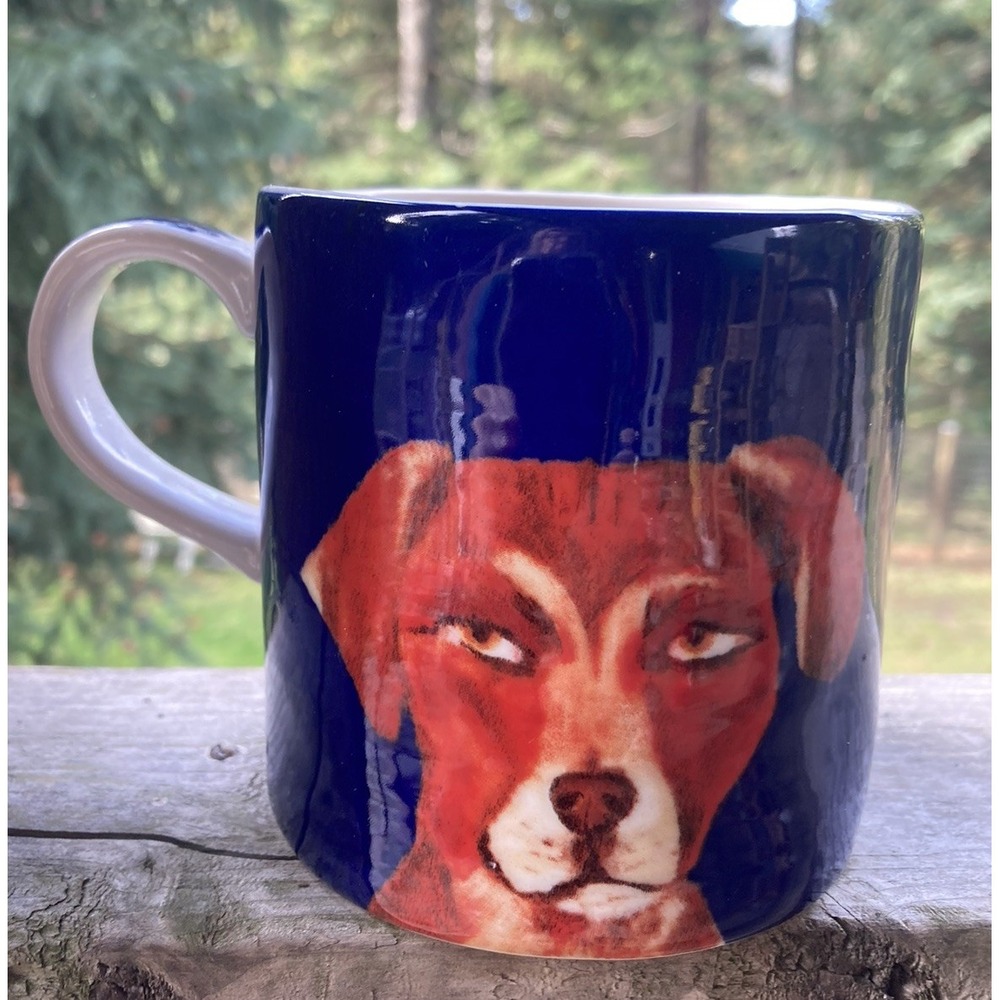 ANTHROPOLOGIE Carole Akins "Duke" Dog‎ Mug Coffee Tea Latte Cup New W/Tags!